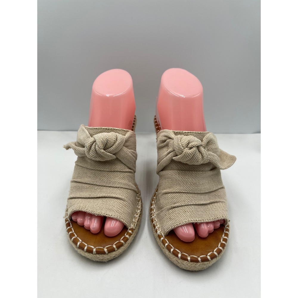 Sugar Hundreds Wedge Sandals Womens 7.5 Tan Good Espadrille Bow Knot Mules